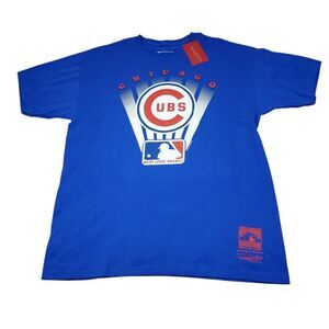 Chicago Cubs Mitchell & Ness Cooperstown Collection Blue Graphic Logo T-Shirt XL